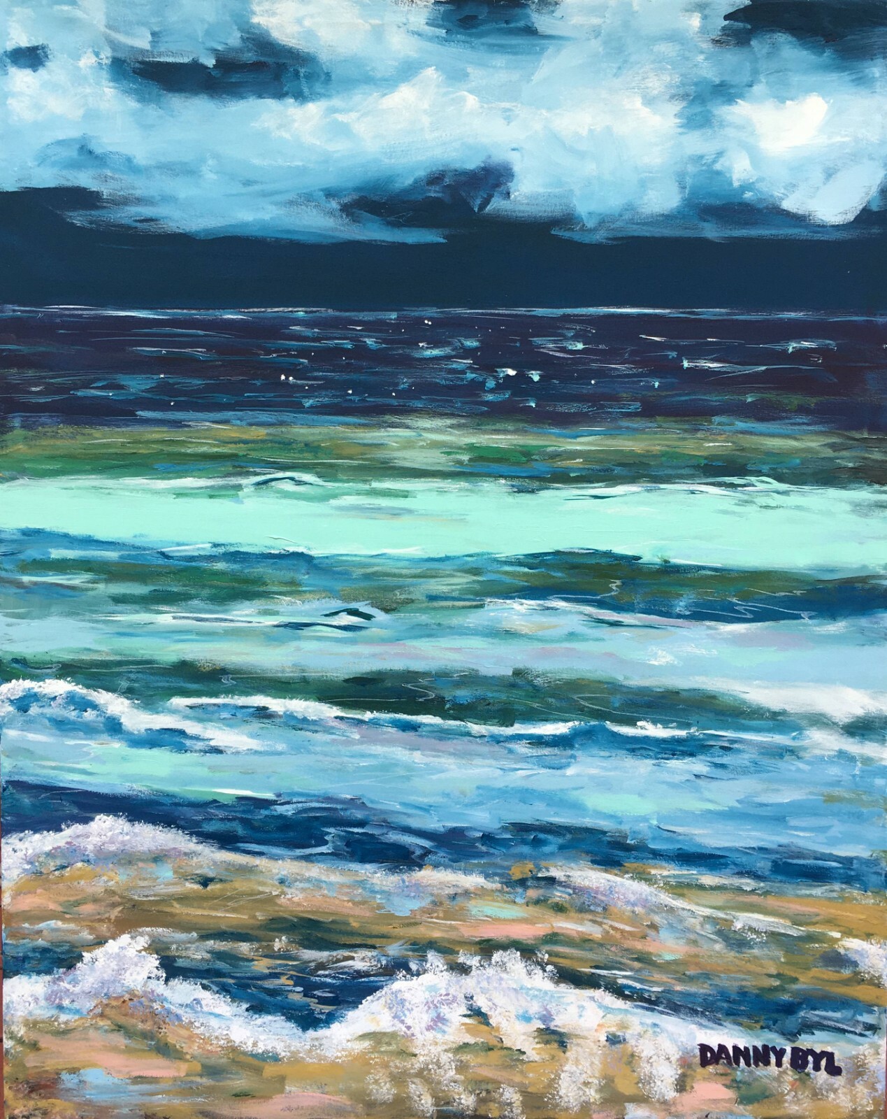 BEACH Ocean Sea Original Art PAINTING Dan Byl Modern Contemporary Large 5x4ft