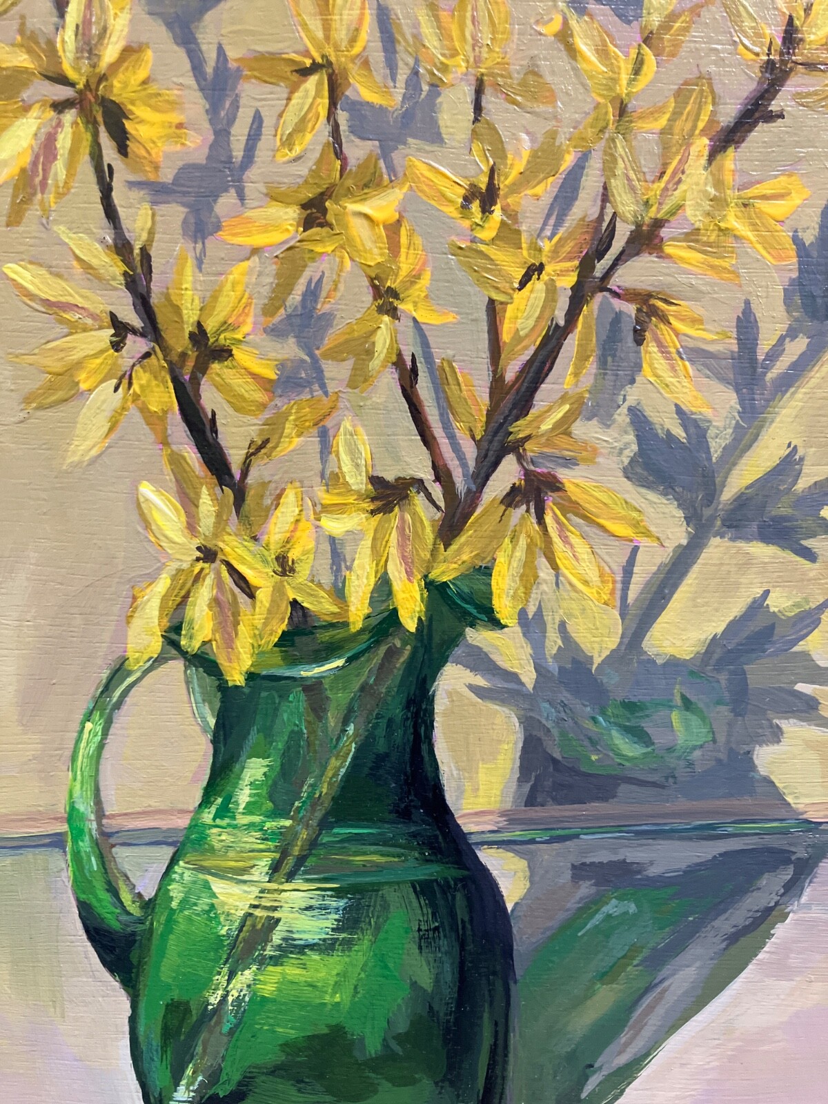 Original Acrylic Painting Spring Flowers wooden board 8” x 10” collectible art
