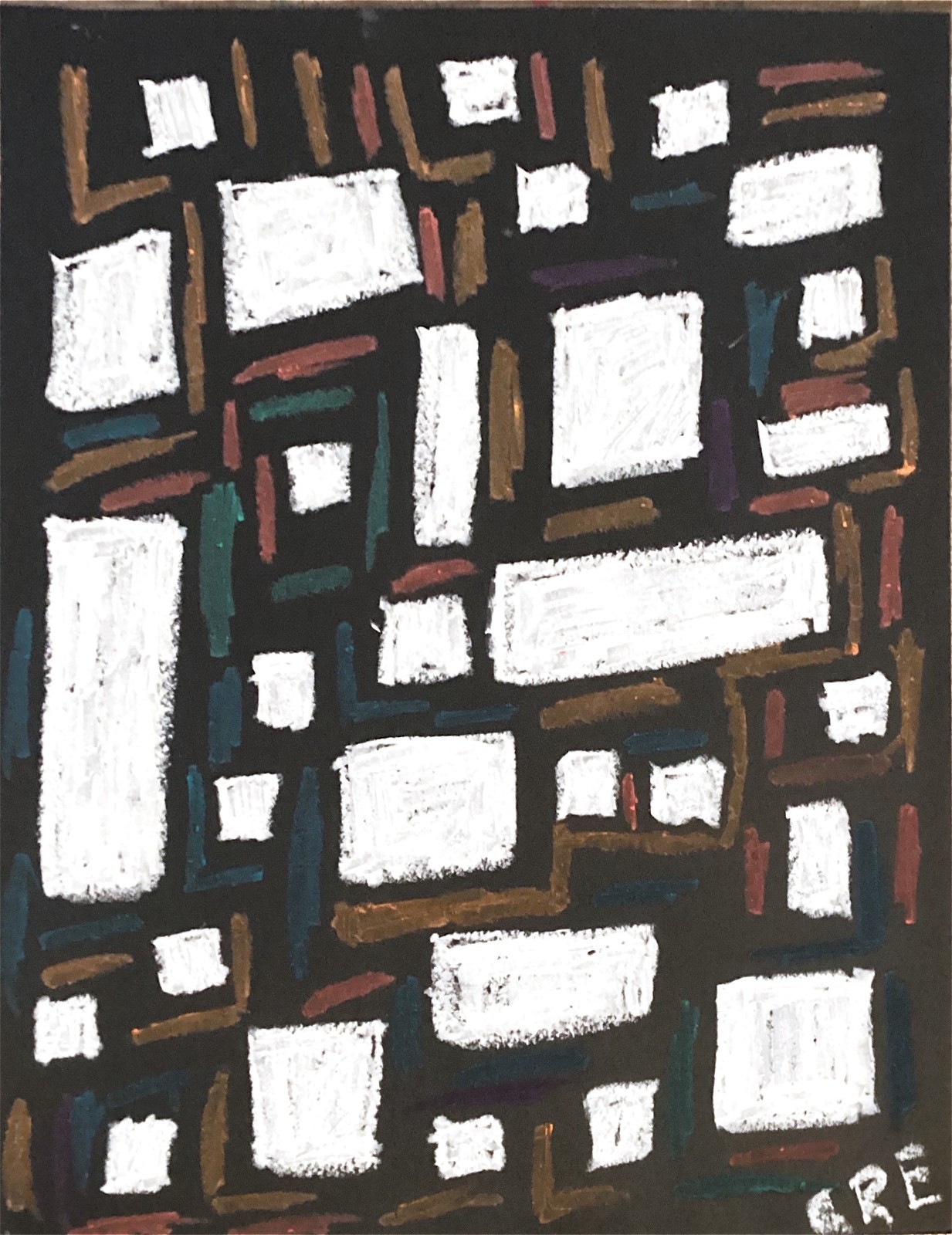 Original Expressionism Modern Abstract Black White Neon Pop Art 11×14 on Paper