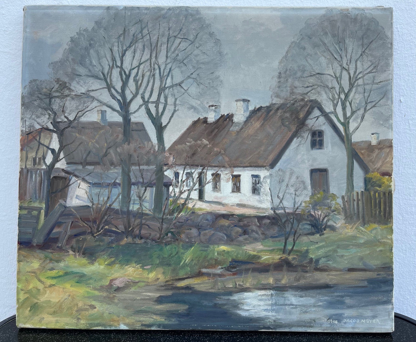 Impressionist Jacob Meyer (1895-1971) Dutch Farmyard Oil Painting 1956