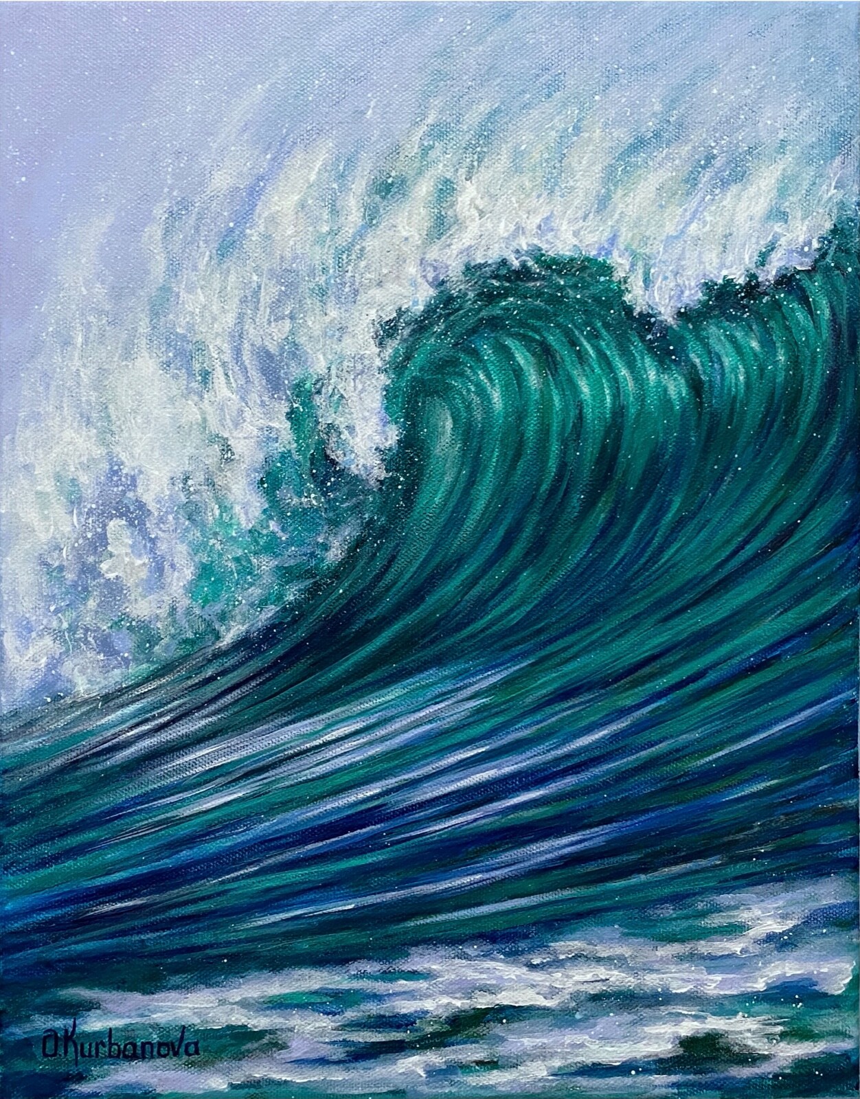 Original Big Wave Acrylic Painting Stormy Surf Ocean Wave Seascape Wall Art