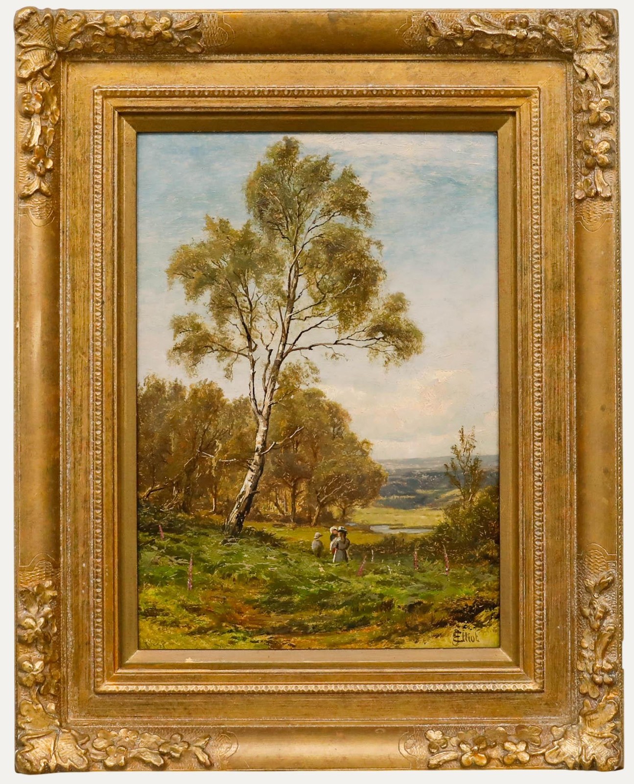 James Elliot (b.1850) – Framed Late 19th Century Oil, A Walk in the Country
