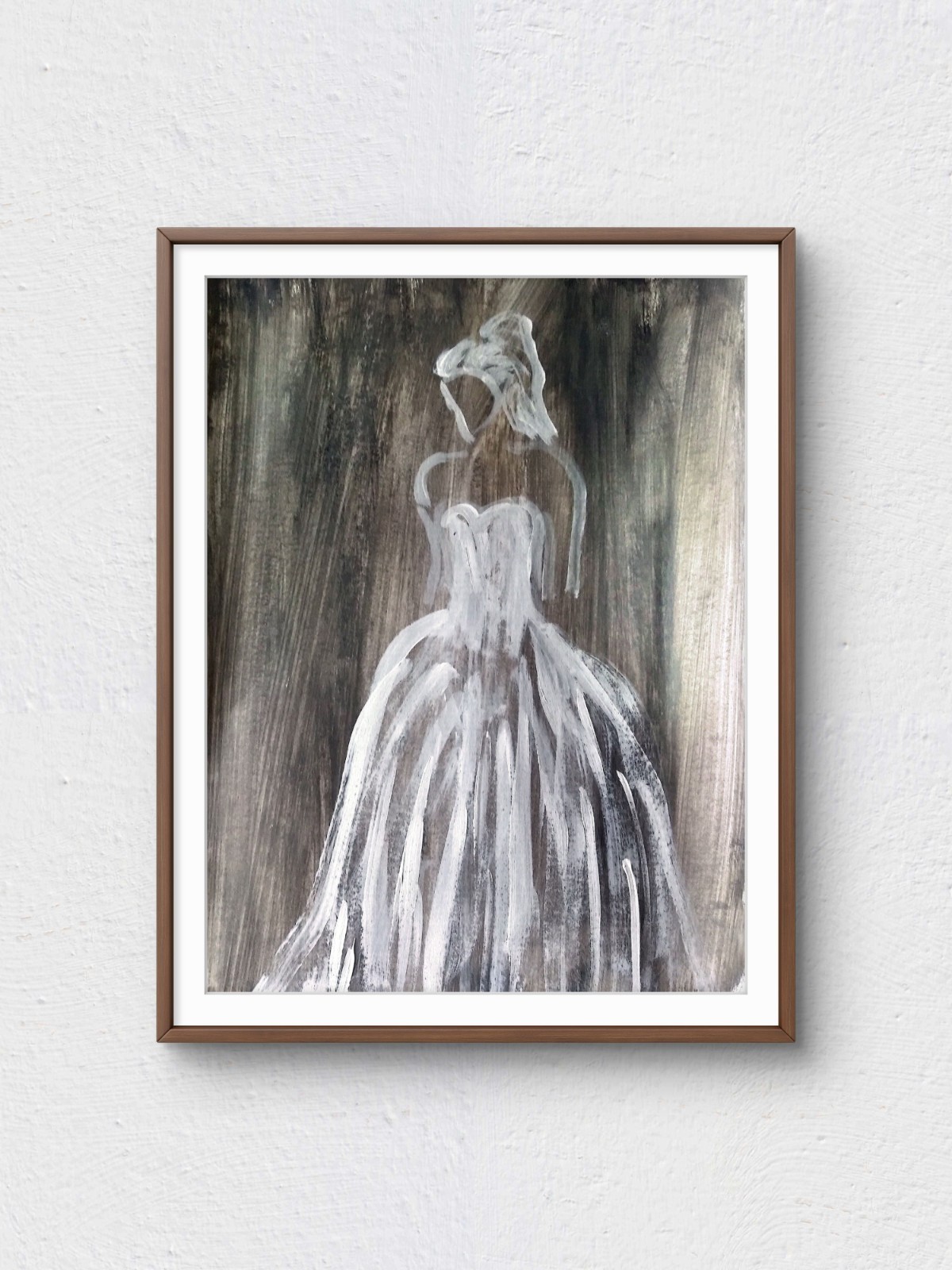 Original 9×12 Hand Painted Woman in White Impressionist Acrylic Art Signed Paper