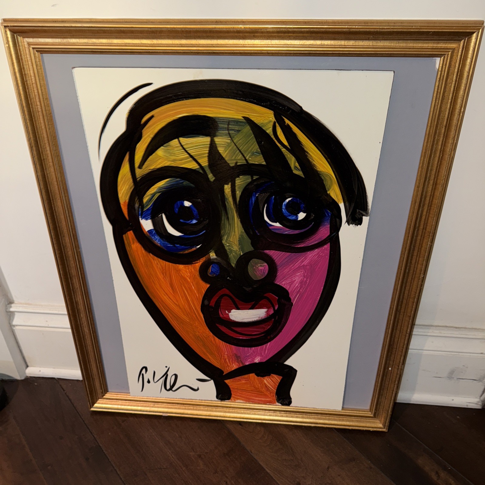 Peter Keil Abstract Colorful PORTRAIT Painting COA Modern Art 24” X 16”