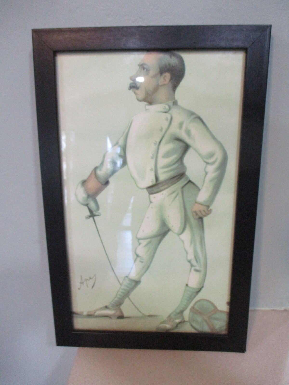 Lt.-Col Henry Stracy 11.25 x 17.5» Vanity Fair French man posing framed picture