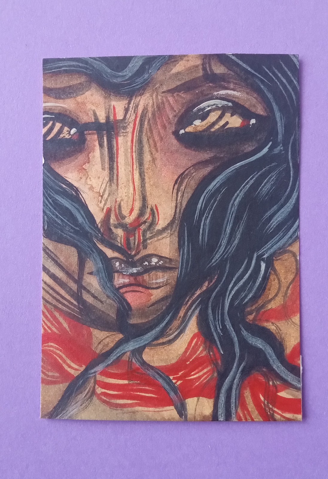 OOAK ACEO Figurative Art Card, Girl Art By ESS22, 3.5 x 2.5 in., Unframed