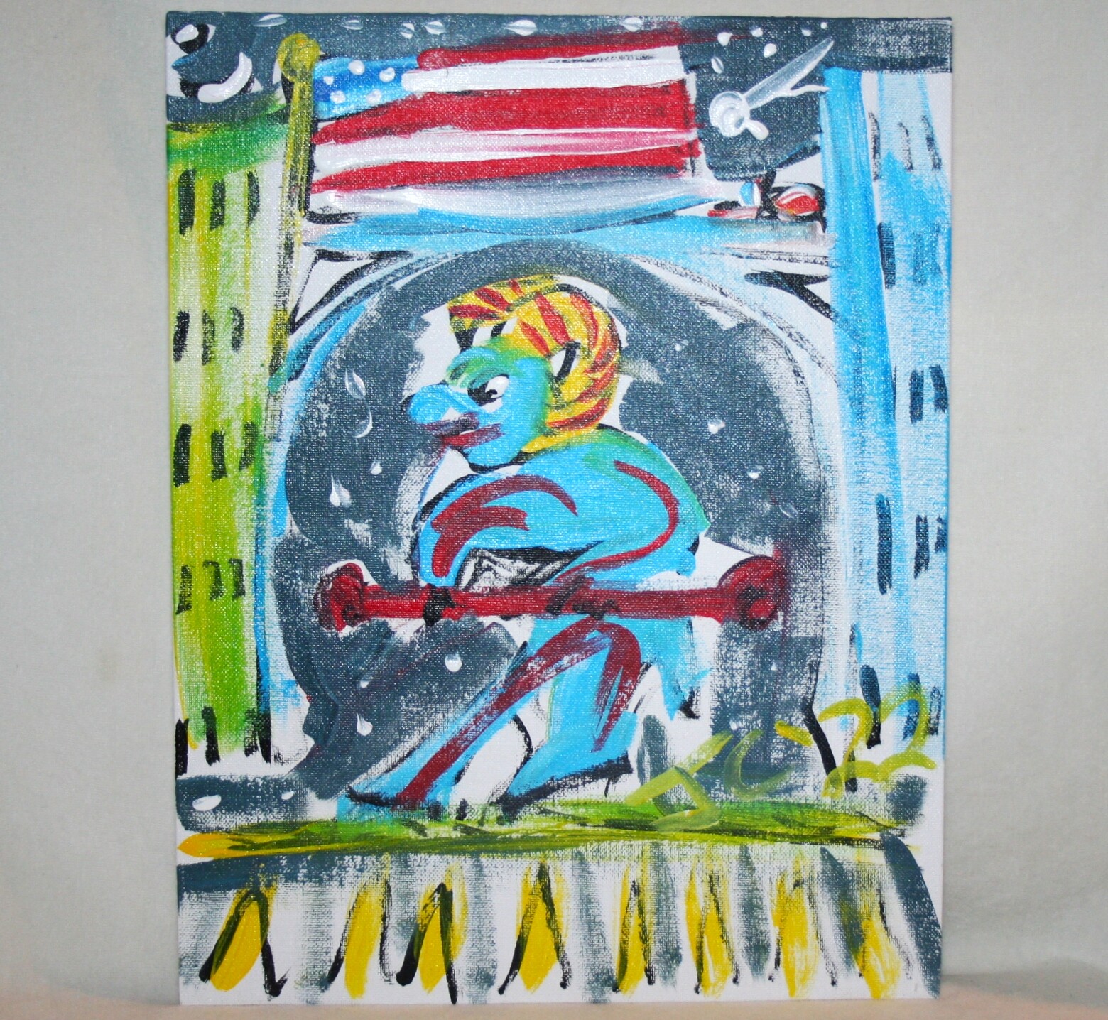TIGHTROPE WALKING RAM AMERICA Jr CHARLIE FAST OUTSIDER POLITICAL FOLK POP ART US
