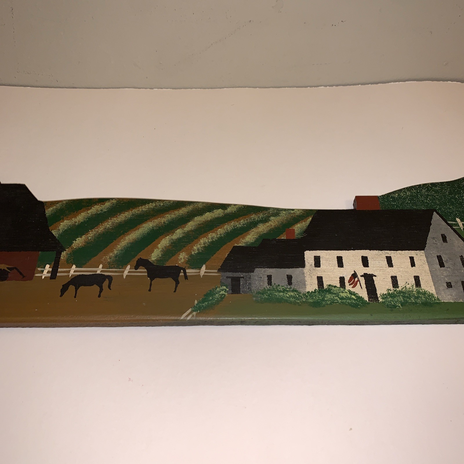 COUNTRY FARM HAND PAINTED WOOD PLAQUE LINDA A ROBINSON FOLK ART OVER THE DOOR
