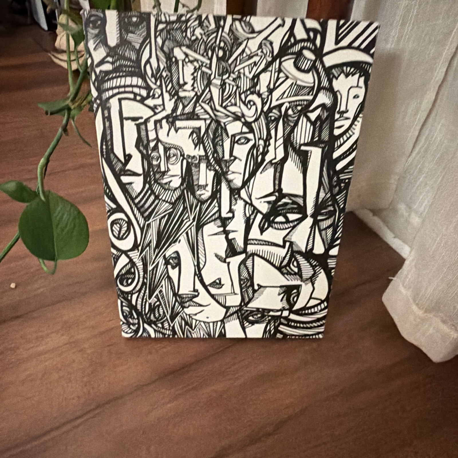 Shiny OOAK Original Signed Abstract Faces Canvas Painting Unframed 2017