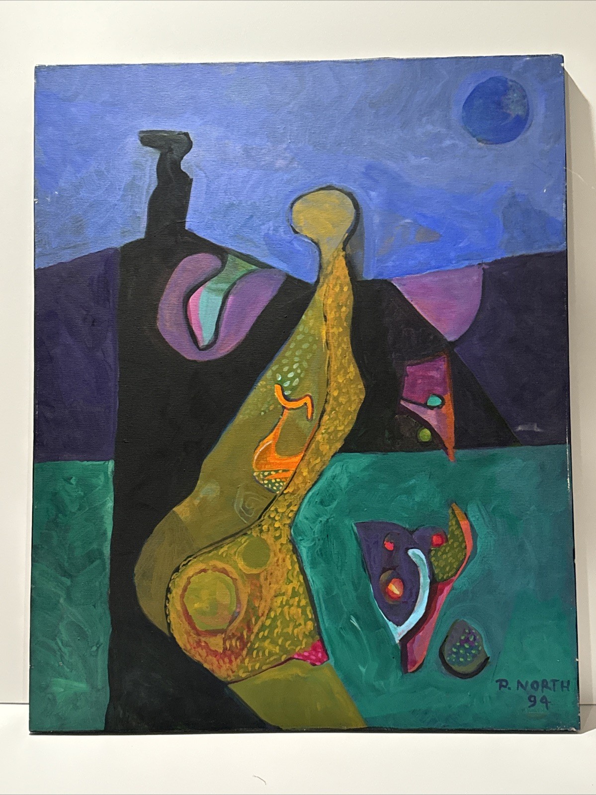 ABSTRACT PAINTING VINTAGE PHILIP NORTH CUBIST CUBISM FIGURES ORIGINAL High Noon