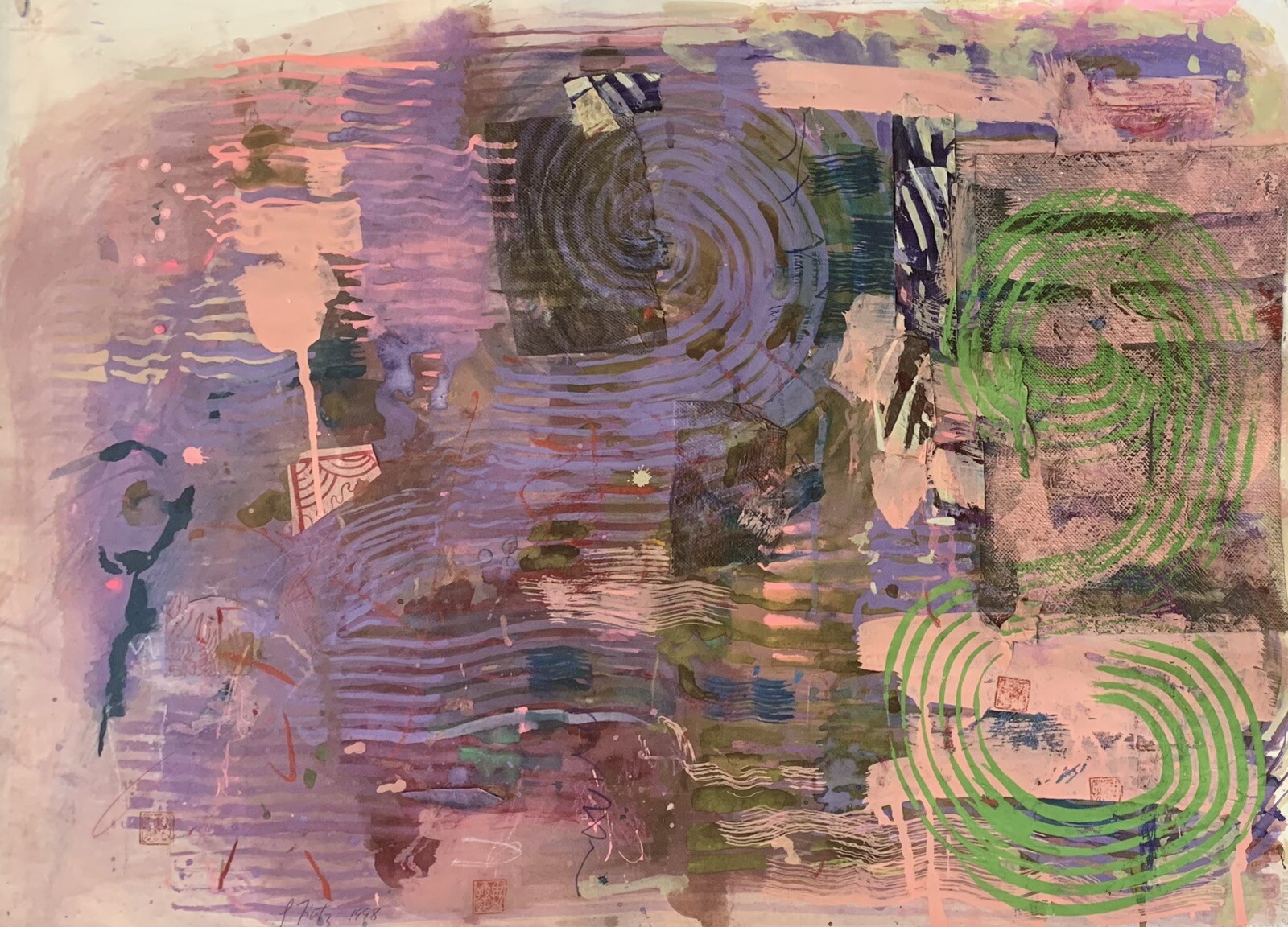 Jeanette Fintz Malay Series Mixed Media Original Painting New York Artist