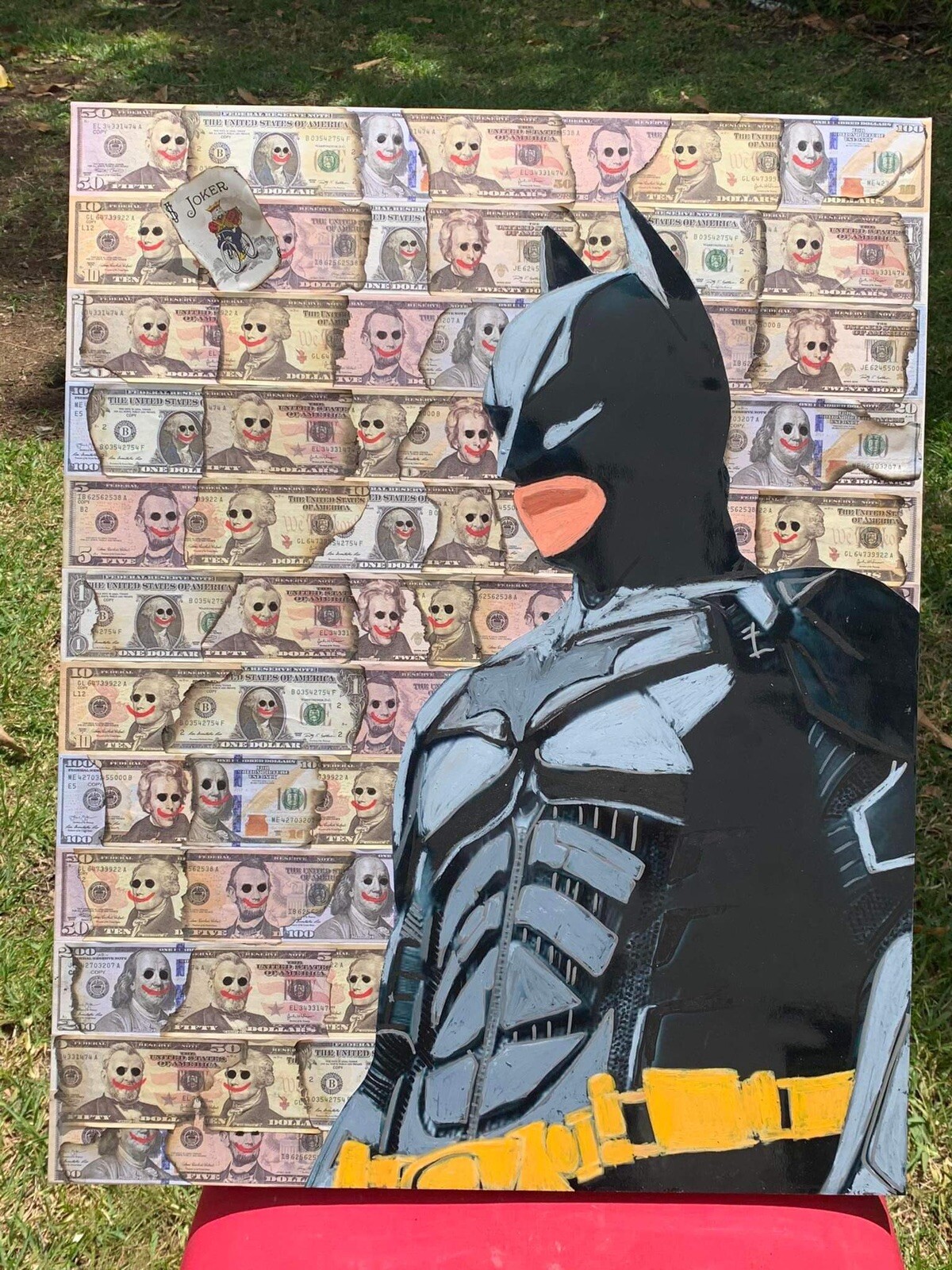 Batman the dark knight Joker print collage on canvas 24×30