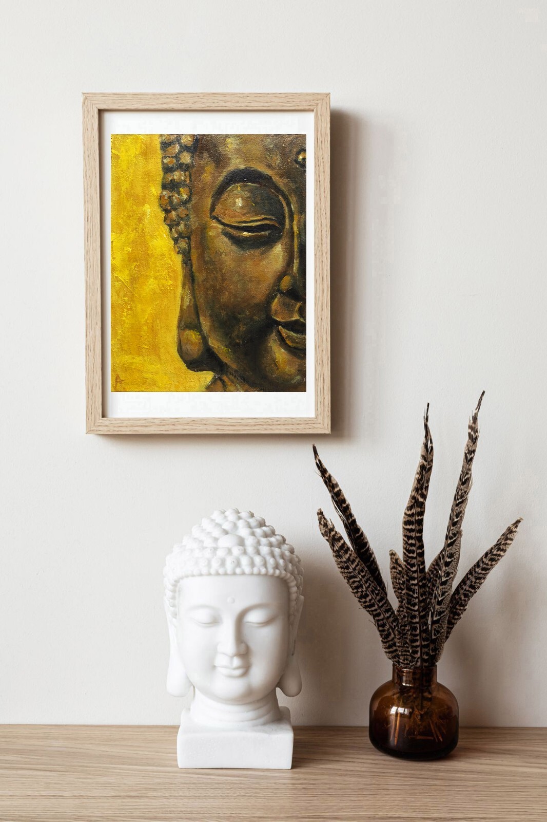 Buddha Painting Zen Original Art 6″ by 8″ Buddhism Wall Art Meditation Artwork