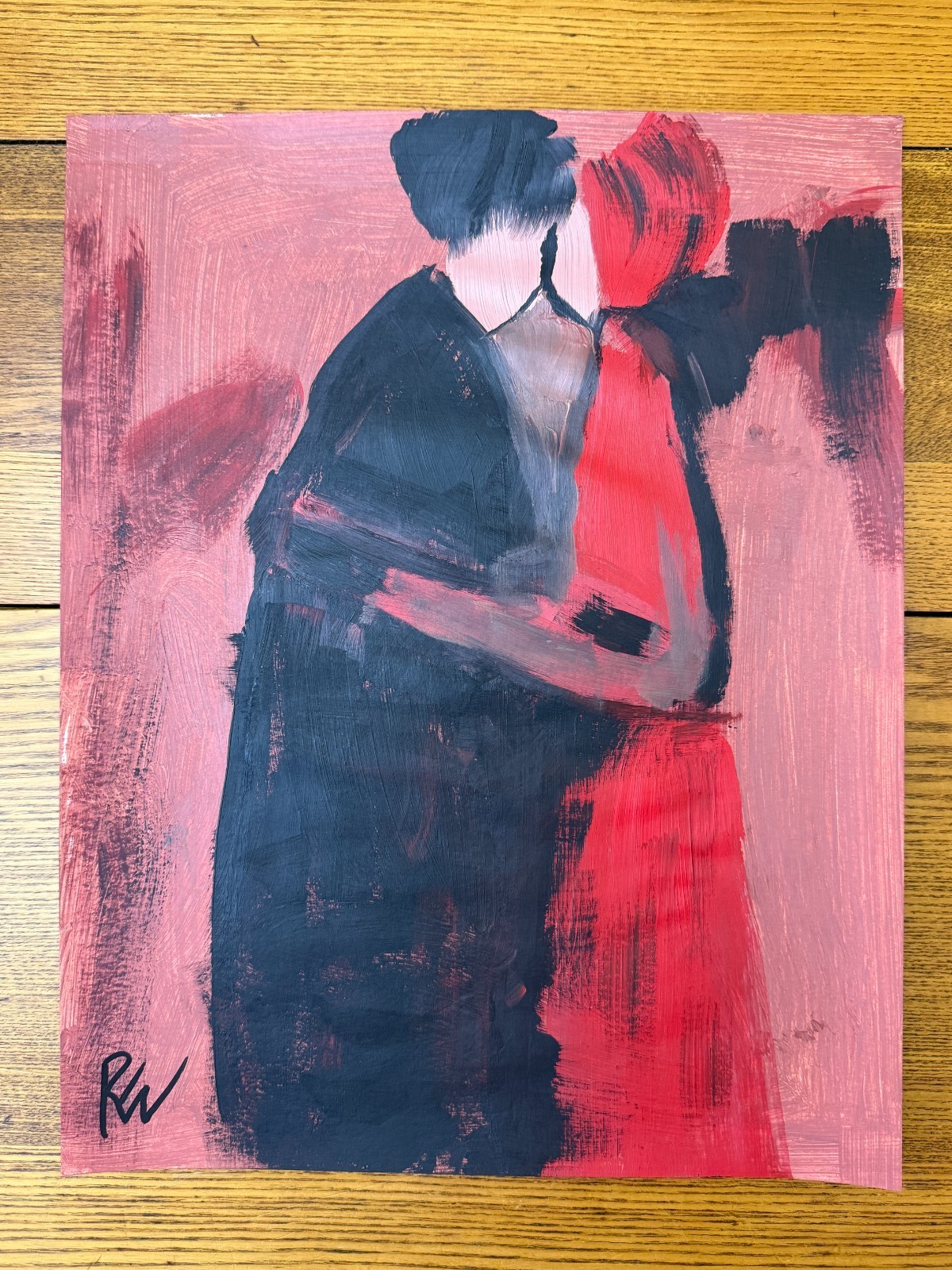 Original 11×14 Expressionist Hand Painted Signed Acrylic Paper Art Whisper in Pi