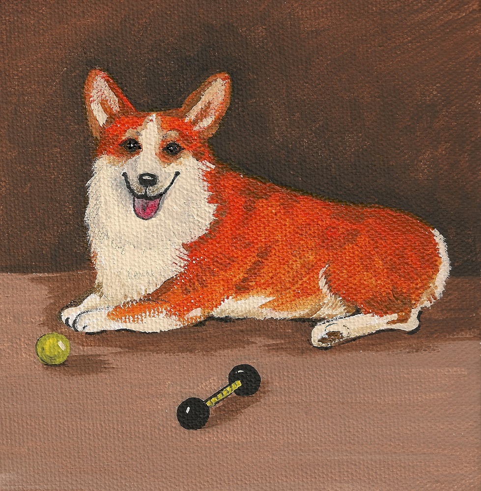 5×5 PRINT OF PAINTING RYTA PEMBROKE WELSH CORGI DOG Pet Folk Art Portrait Toys