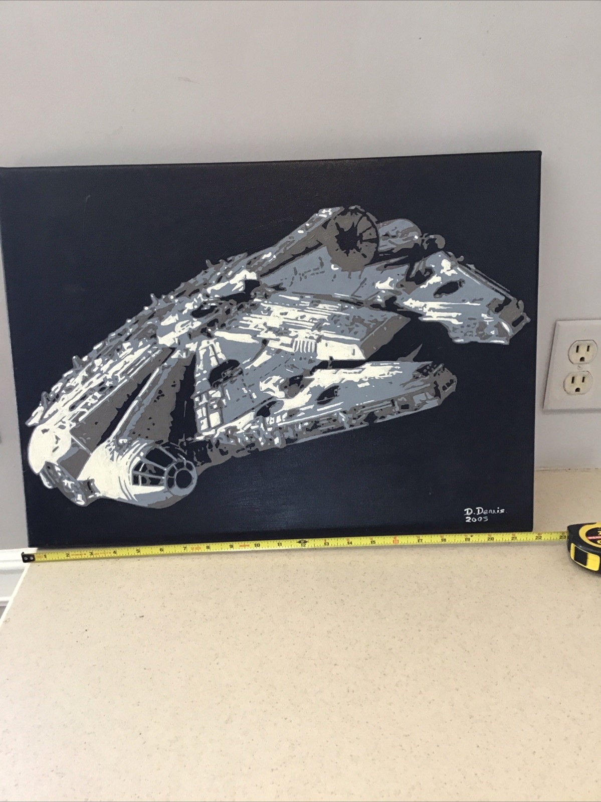 Millenium Falcon Star Wars Art 16” X 22” Pop Art Painting D. Dennis