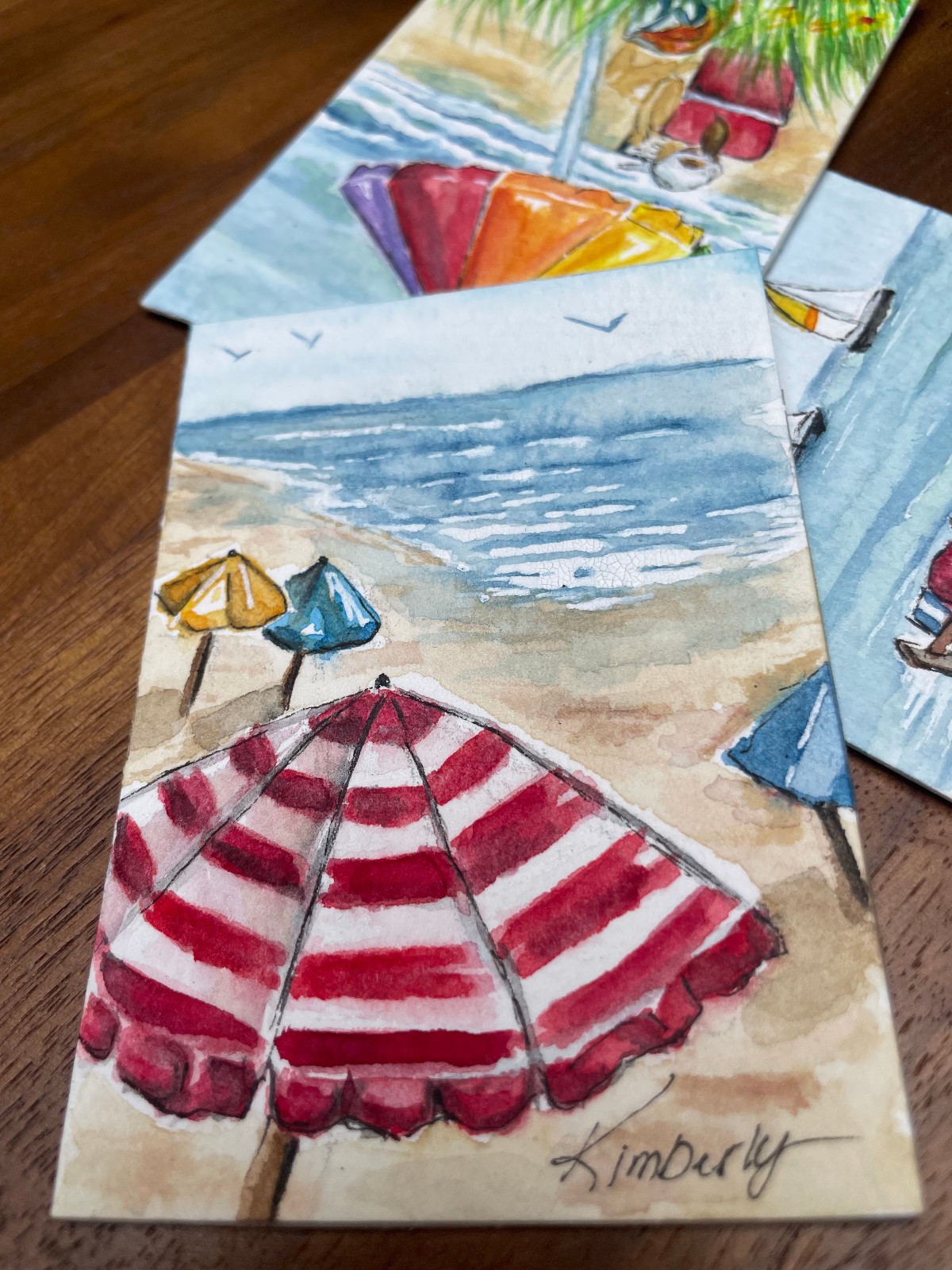 ACEO Original Beach Scene Watercolor by Kimberly Tyson