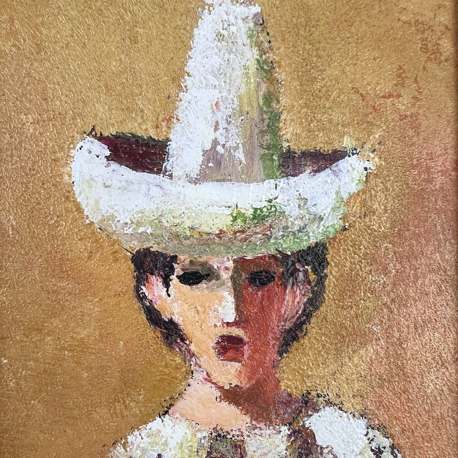 Mid Century Painting Stylized Man Signed G Venson 17in
