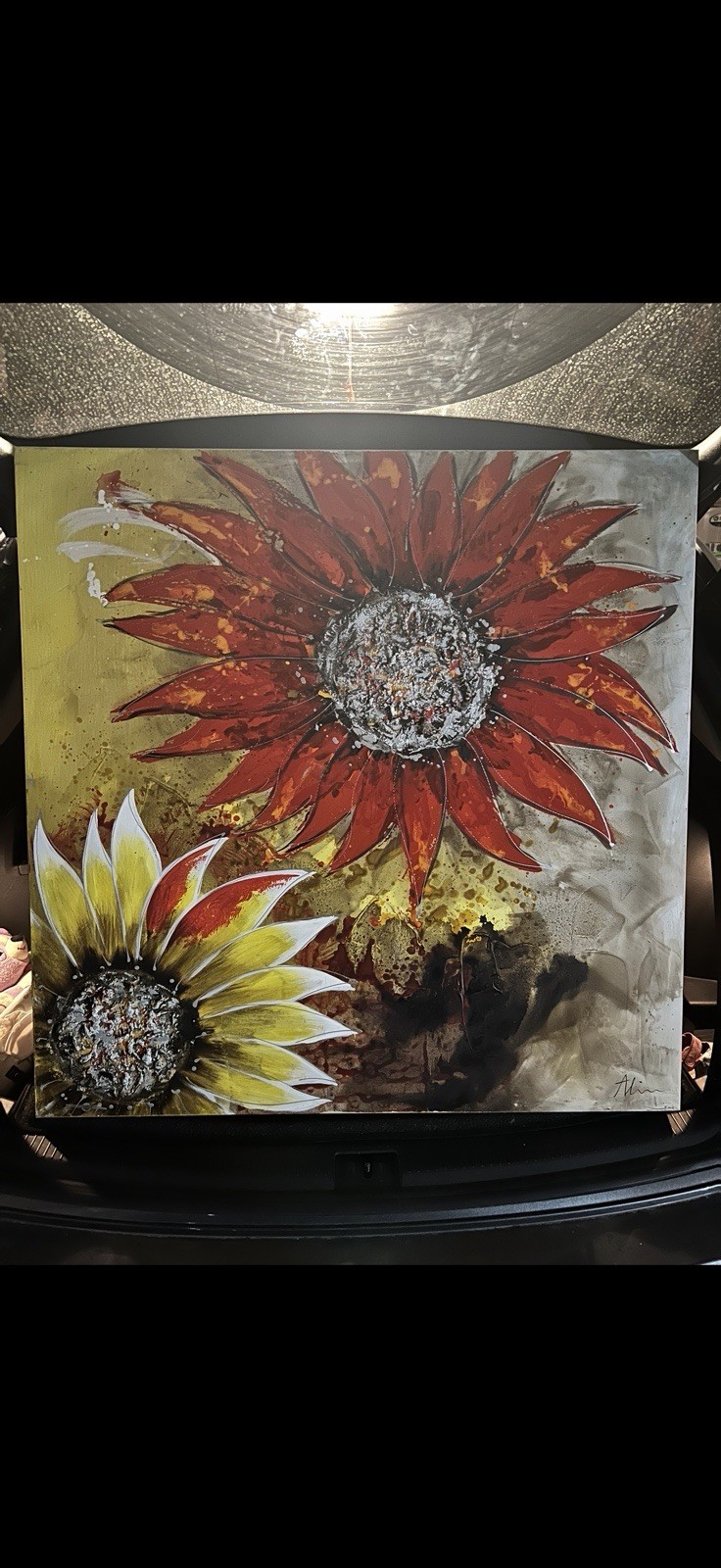 Original Hai Lei canvas acrylic painting in great condition. A Masterpiece!