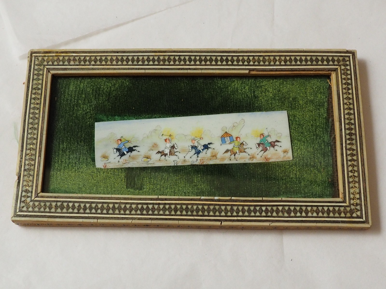 Antique H.ALI SAJJADI Miniaturist Painting in Micro inlayed Frame 4.5″ x 8″