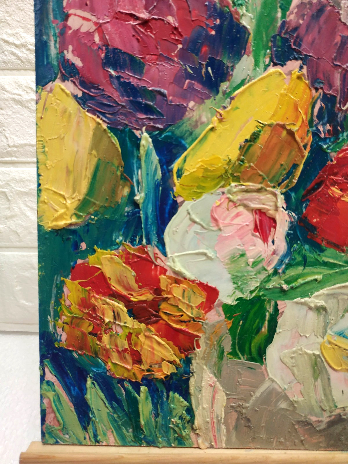 Original oil painting Tulips Bouquet Flower Still life Artwork Floral art 9×7