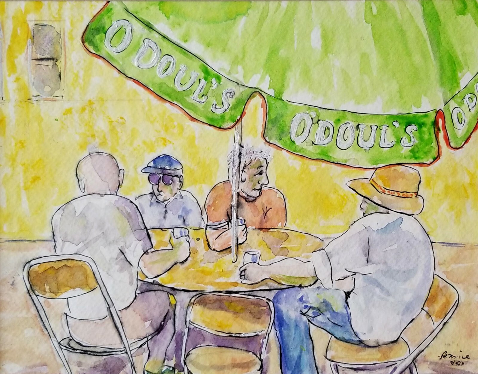 Original watercolor and ink figures expressionism 11″ by 15″ MATTED – 109