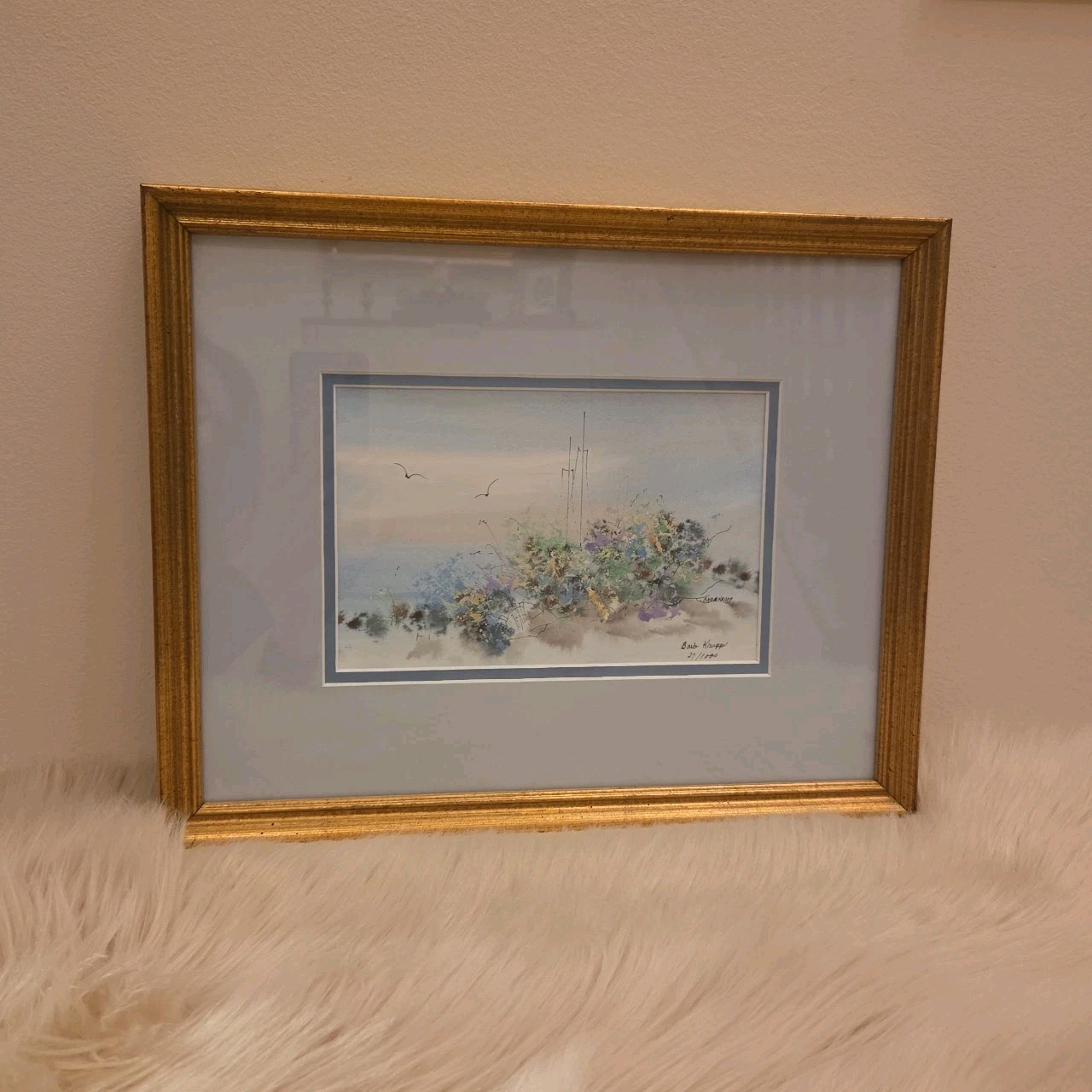 Barb Krupp Signed Limited Edition Framed Print 27/1000 Watercolor Floral Landsca
