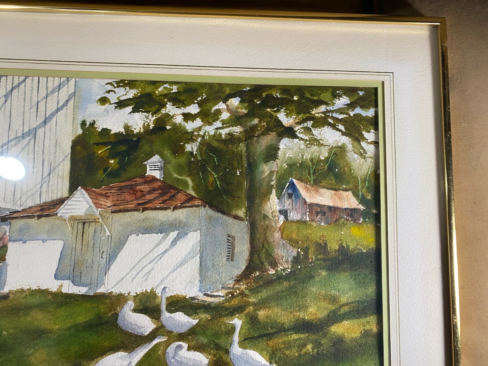 Edward A Martin «Spring House, Yellow Springs Road» Watercolor Painting -Framed