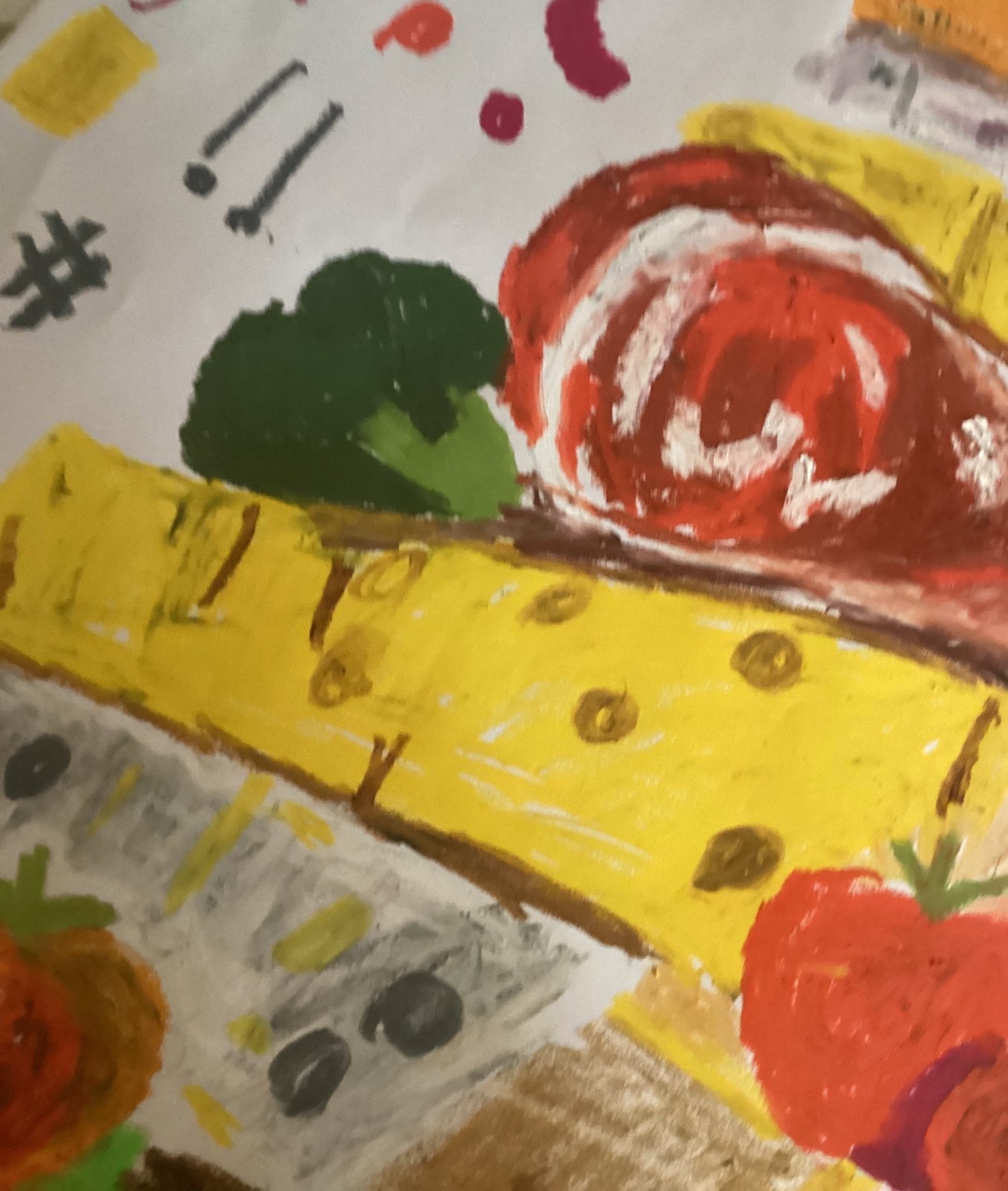 Basquiat Style Graffiti Abstract Bold Food Original 18 by 24 on Paper