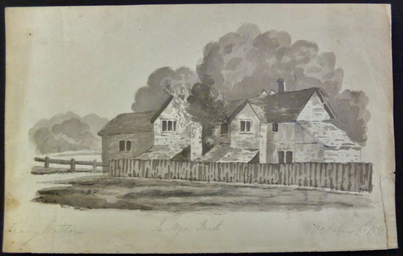 Fanny Milton 1832 Watercolor «In Hyde Park» Signed, Titled And Dated In Pencil