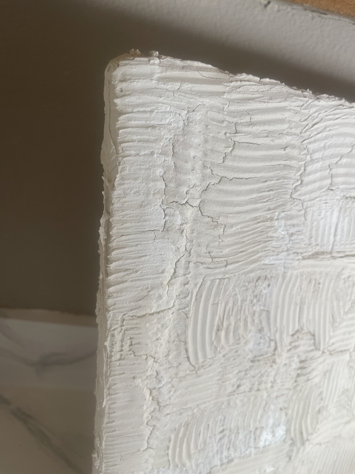 Abstract Textured 3D Wall Art Modern Painting «White Waves» Beige 16×20”