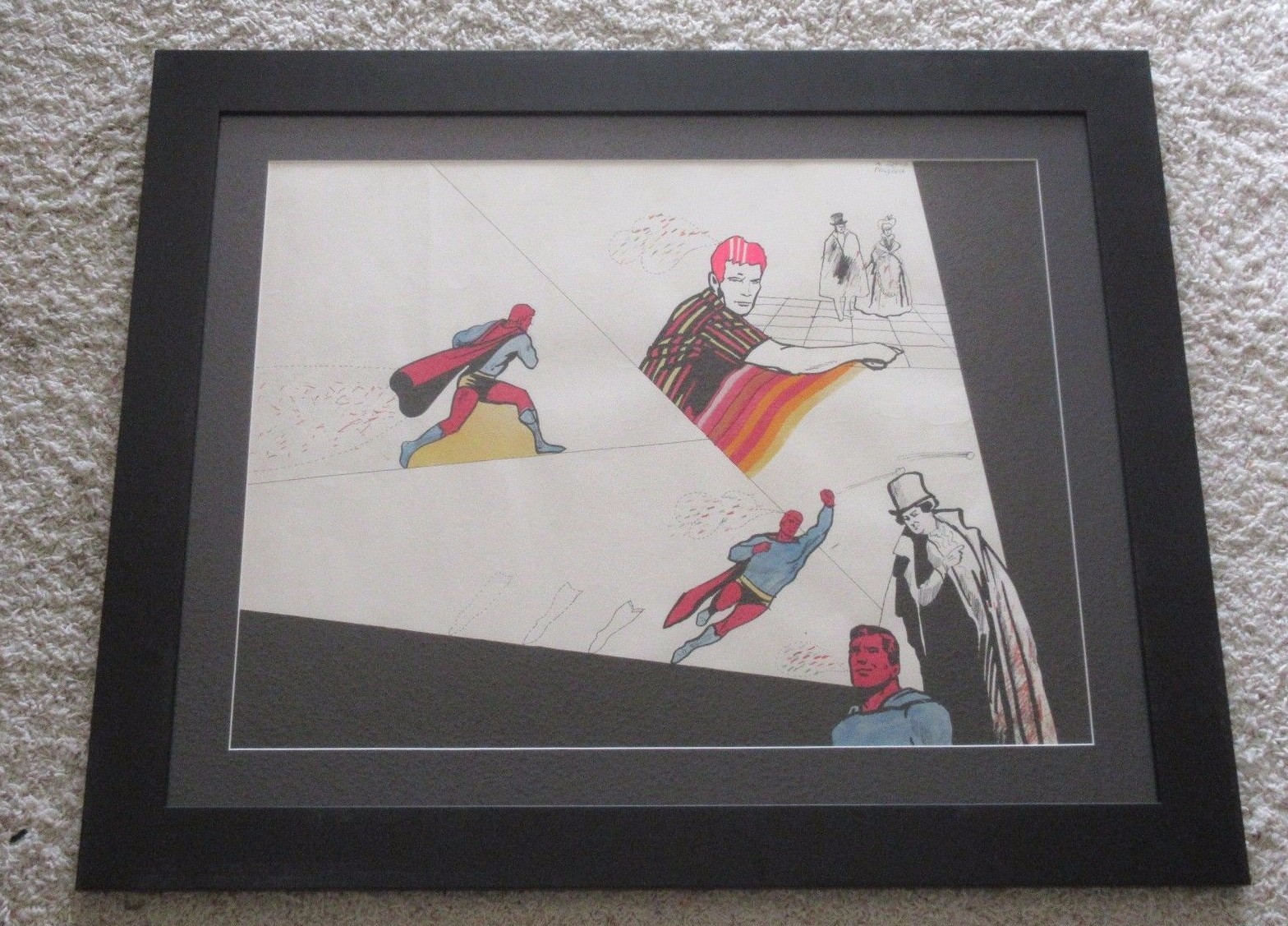 1970’S POP ART PAINTING MODERNISM EXPRESSIONIST SIGNED SUPERMAN Mystery Artist