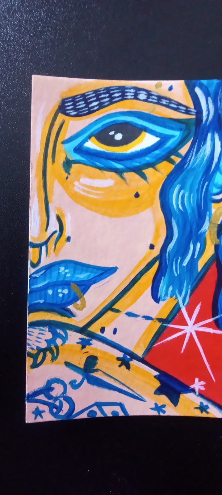 Tiny Art Club OOAK Art Card, Tattoo Girl Art By ESS22, 3.5 x 2.5 in., Unframed