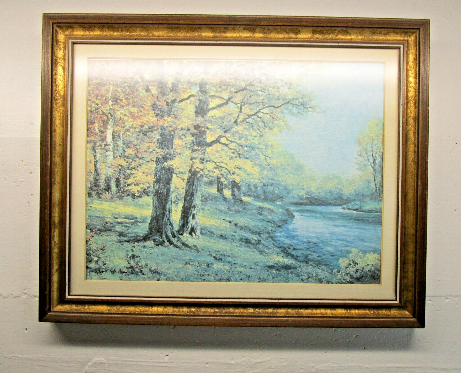 Robert William Wood Color Lithograph On Canvas «Autumn Glory» Signed 20″ x 16″