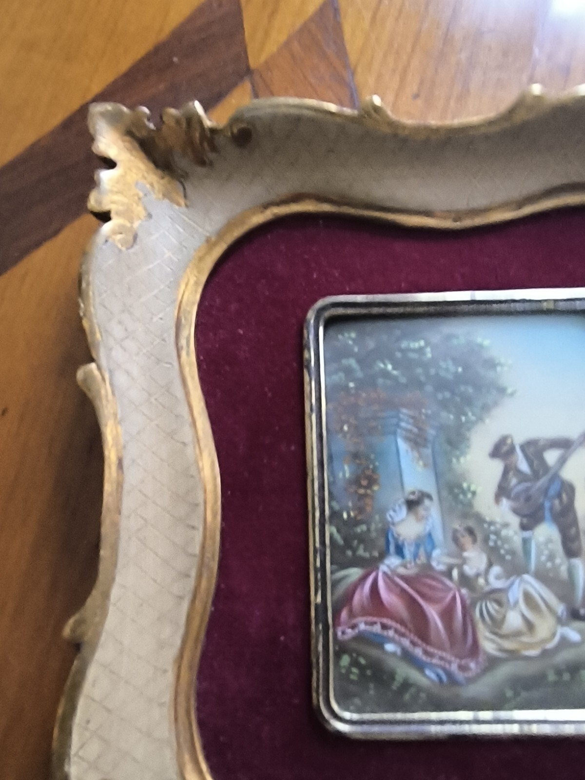 Painted Miniature ‘The Music Lesson After Nicolas Lancret’ Signed Esprit