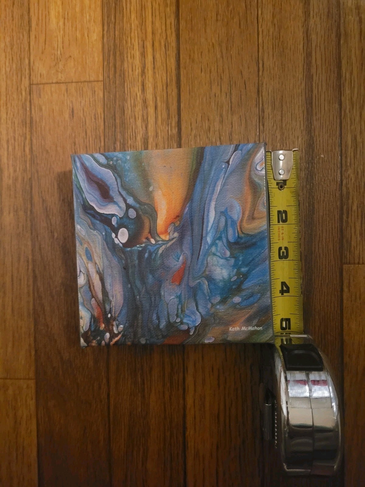 Kath McMahon Original Abstract Acrylic Painting OOAK Canvas Art 5×5 in Signed