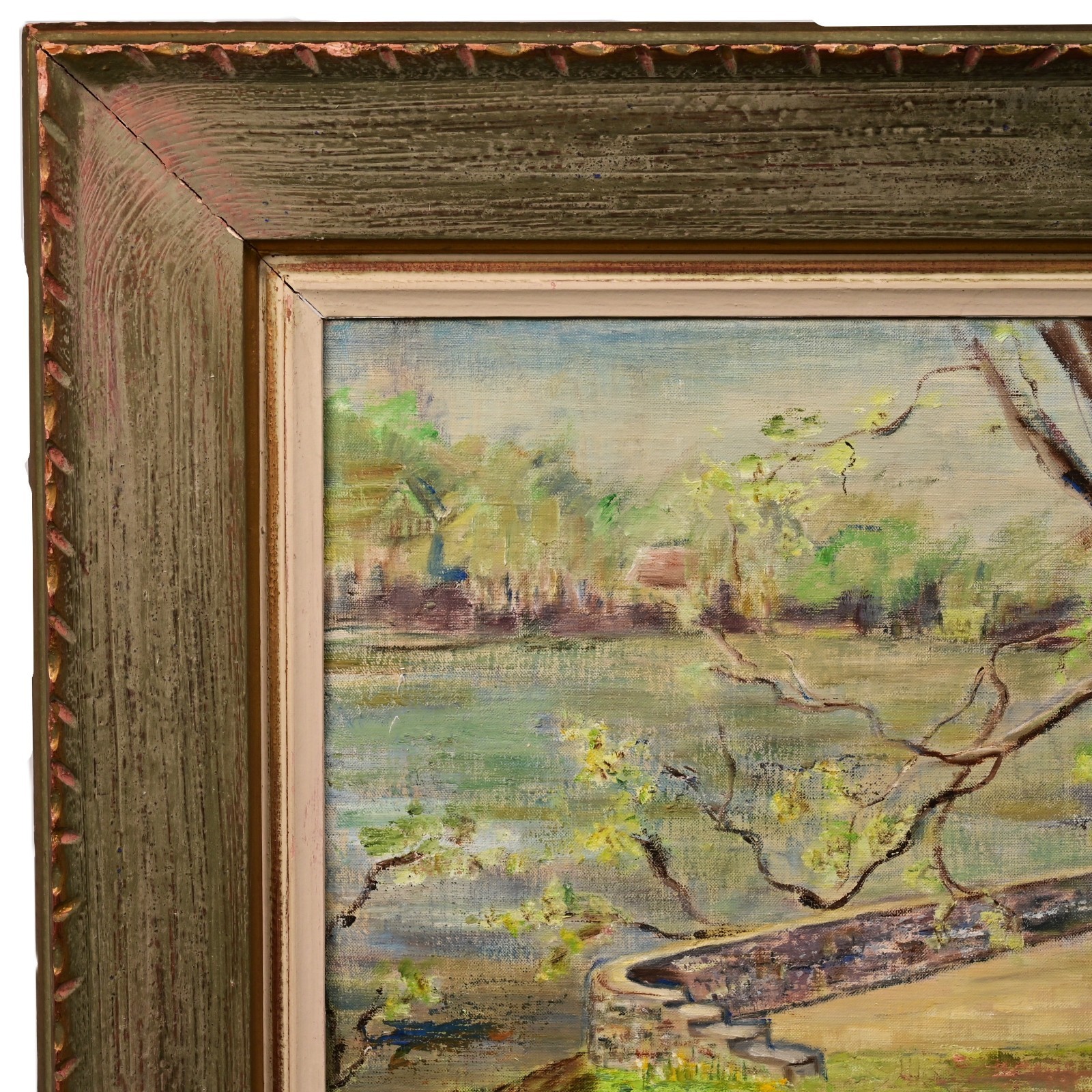 MARGERY DELATOUR Original Vintage Signed WPA Hudson River Landscape Oil Painting