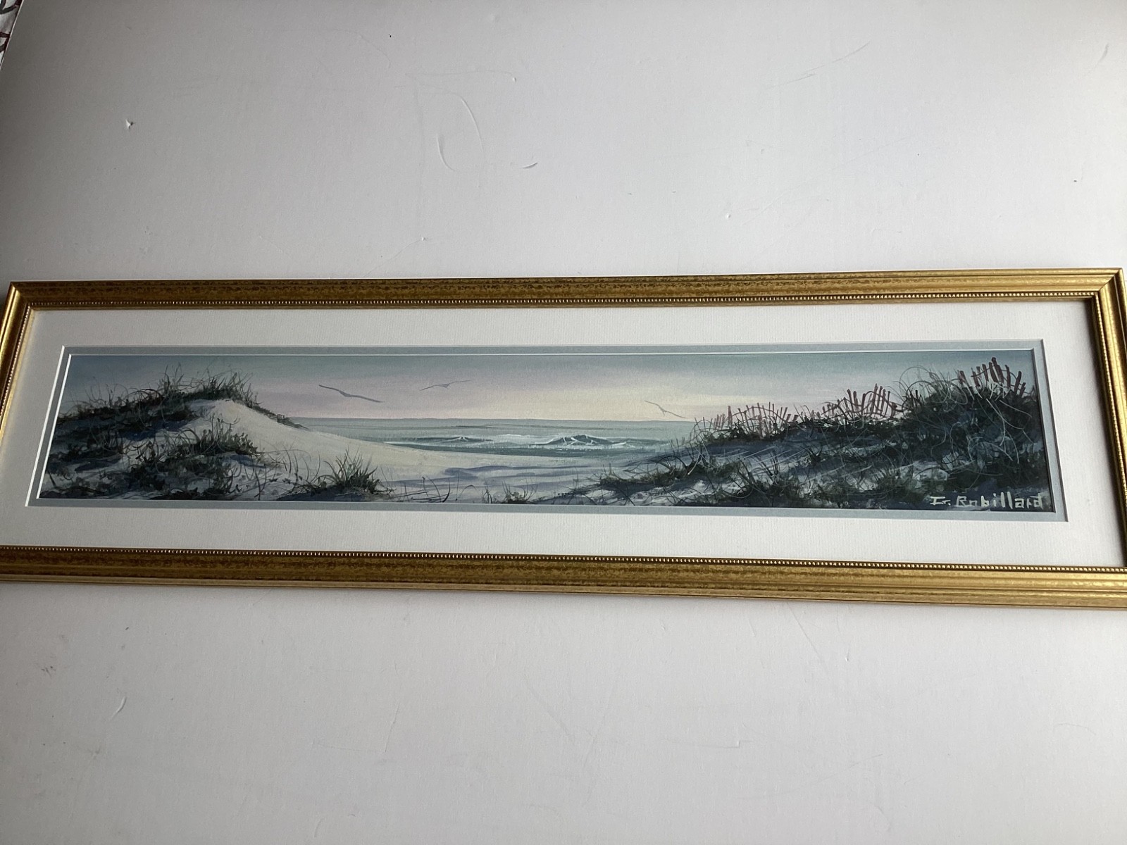 Gerald Robillard Rhode Island Artist Long Ocean View Watercolor