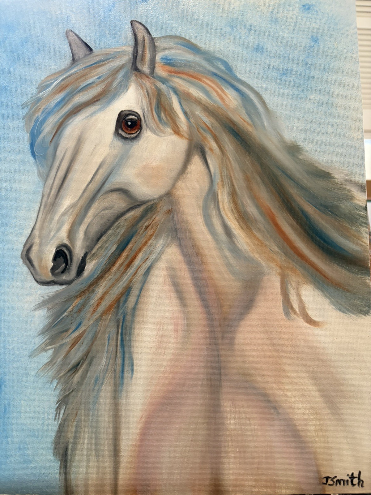 Original oil painting 11 x 14 inches beautiful horse stallion signed canvas
