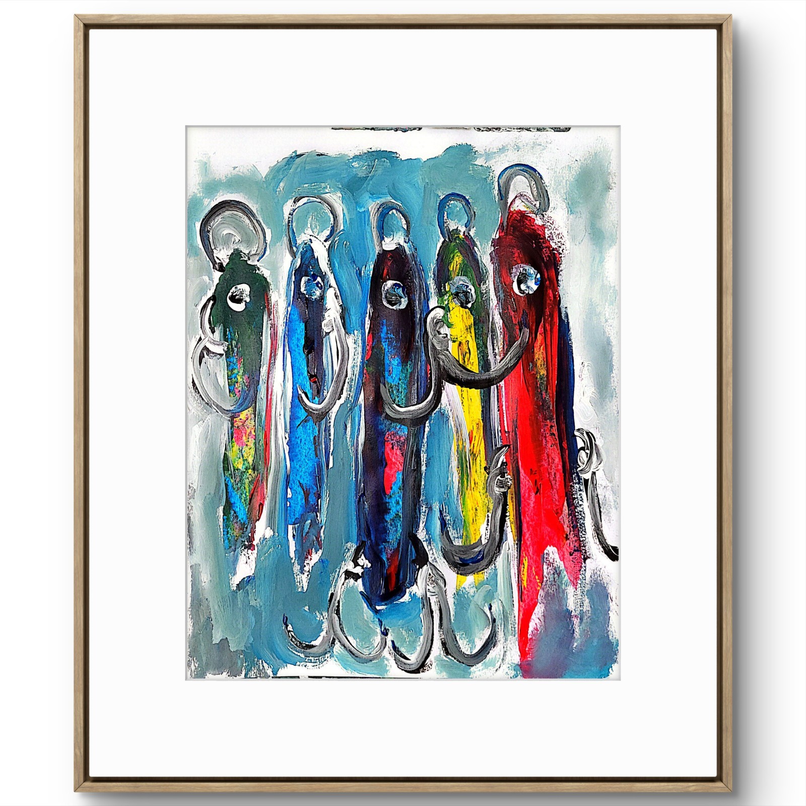 Bait Fish Colorful Neo Expressionist Original Paper Wall Art