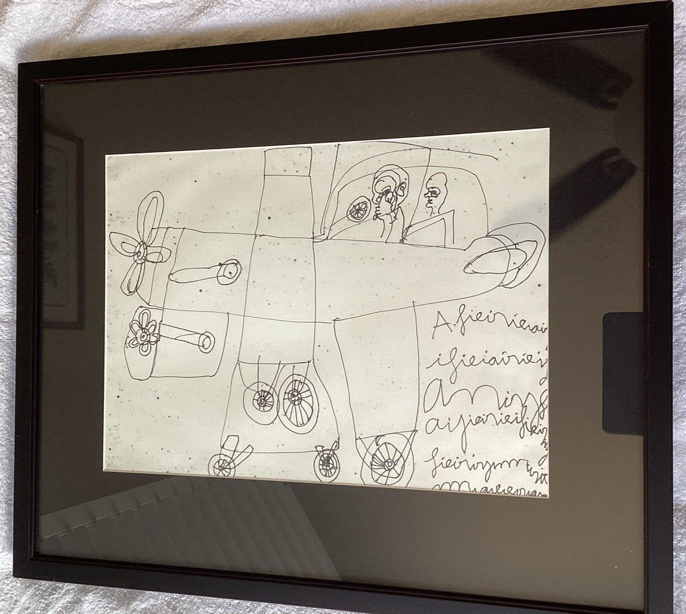 Outsider Artist Dwight MacKintosh framed work on paper OOAK @ 1999 **2 sided**