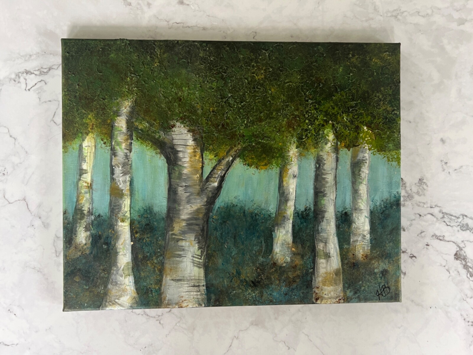 Trees Abstract Acrylic Painting | Original Artwork «Misty Morning» 11×14 Canvas