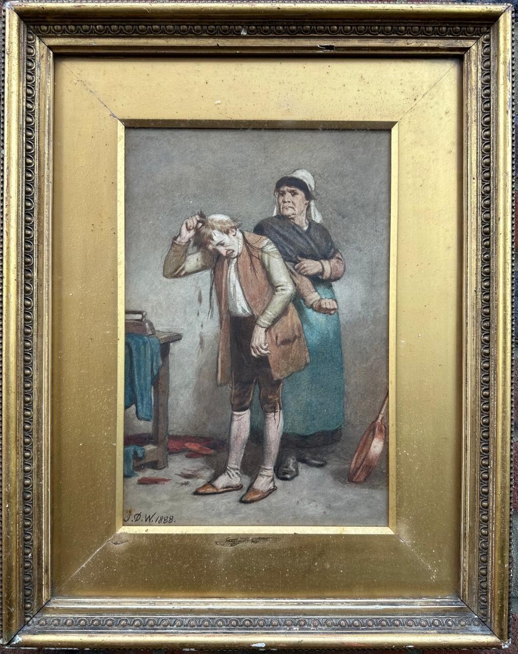 John Dawson Watson (British 1832-1892) : The Tyrannical Wife, watercolour