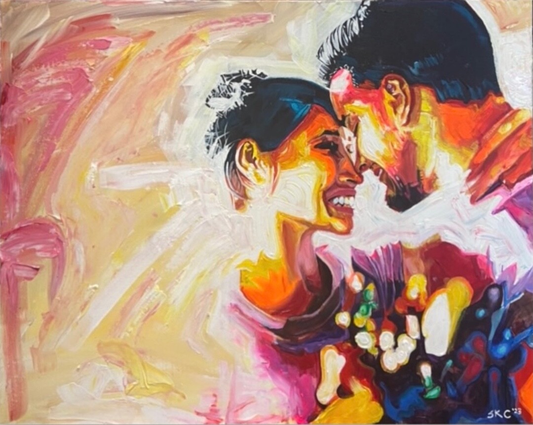 painting of couple