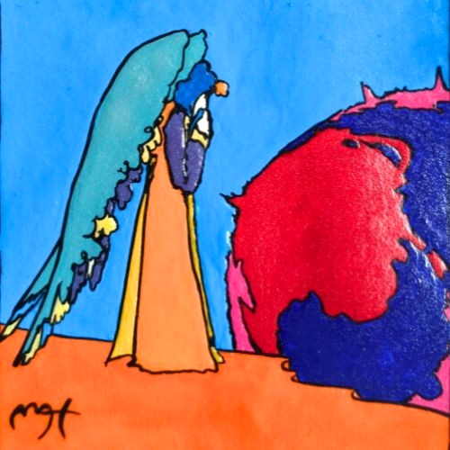 PETER MAX 1971 «Postrations» signed Pop Art Acrylic UV Radiant Hand Painting NEW