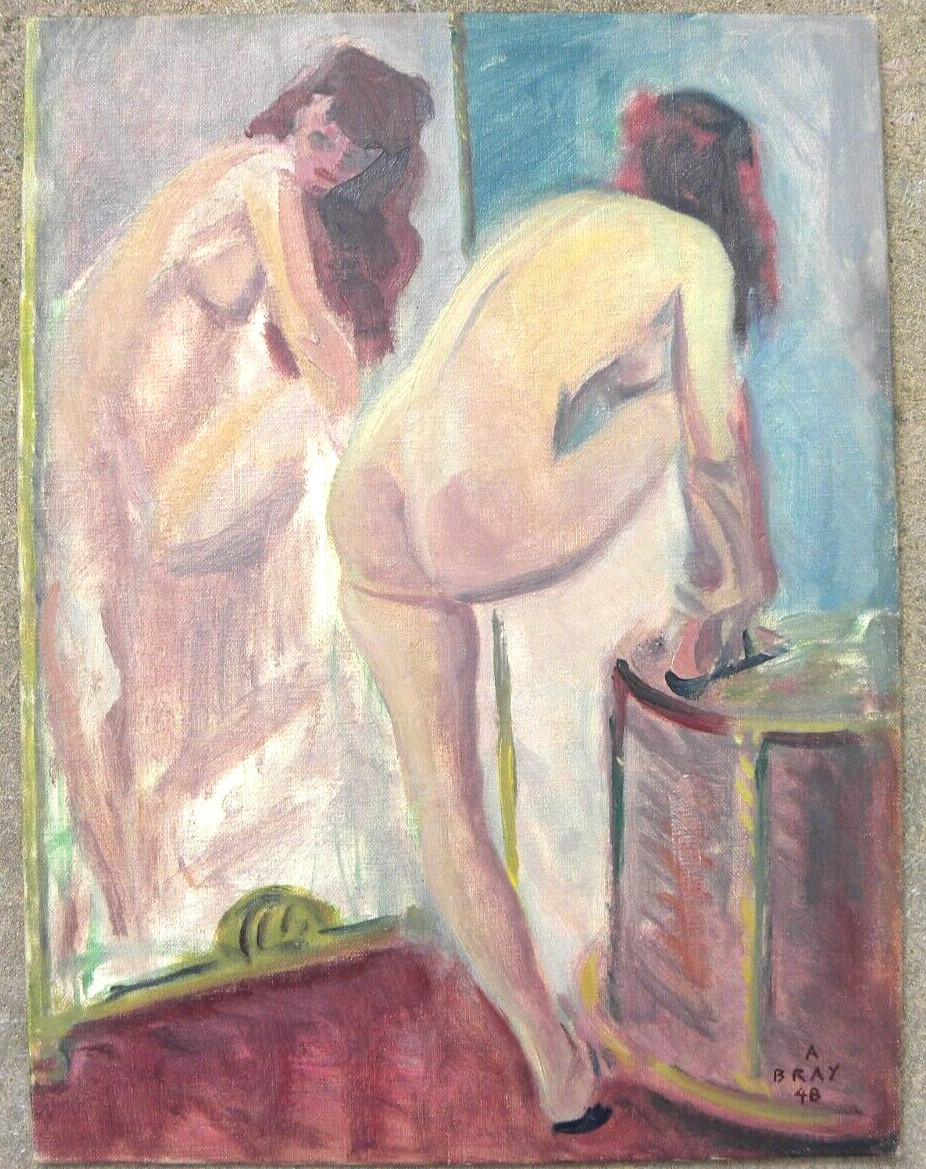 Painting of nude show girl San Francisco muralist artist Arnold Bray 1892-1972