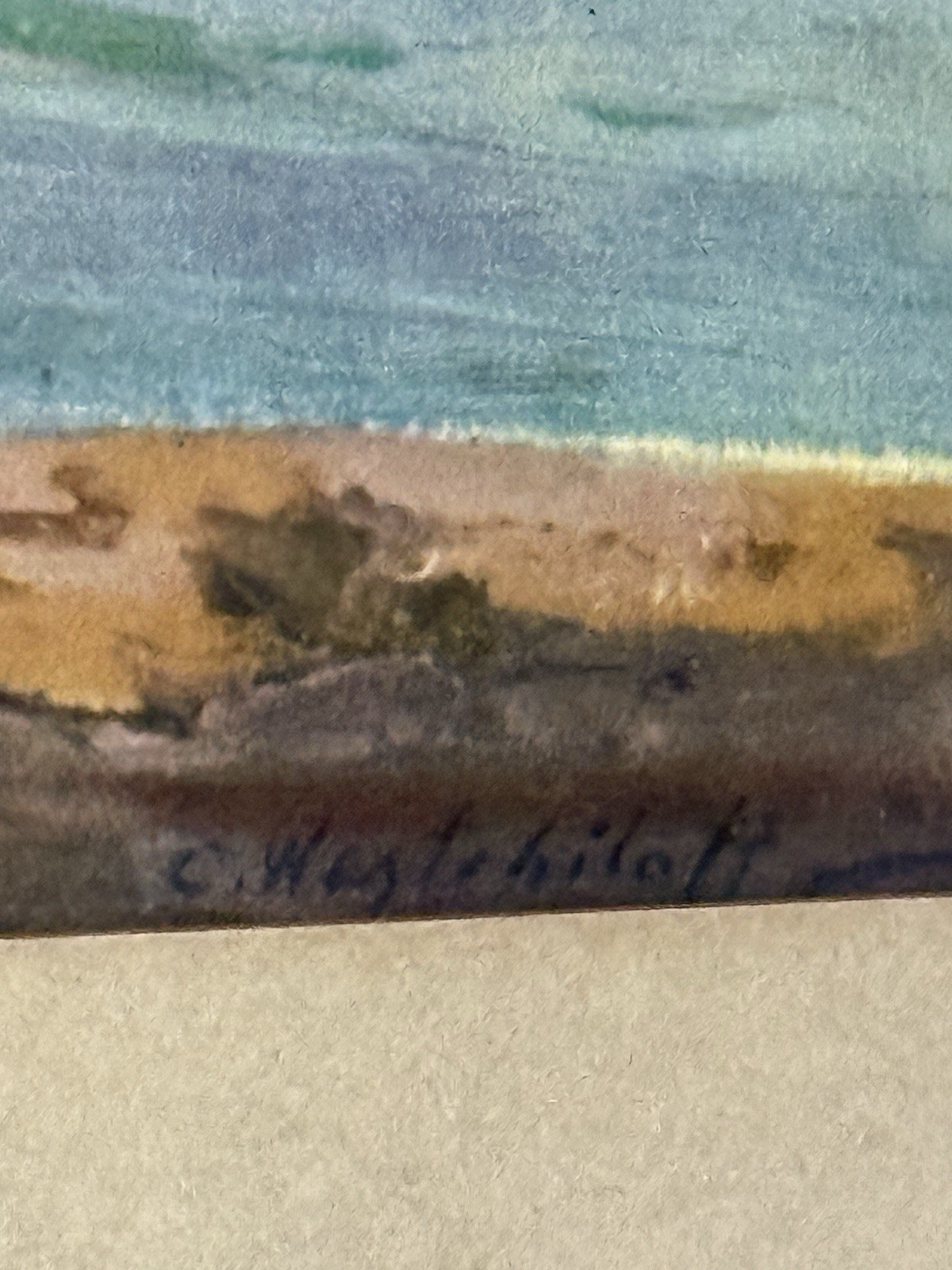 CONSTANTIN WESTCHILOFF ANTIQUE LANDSCAPE SEASCAPE WATERCOLOR PAINTING OLD 1920s