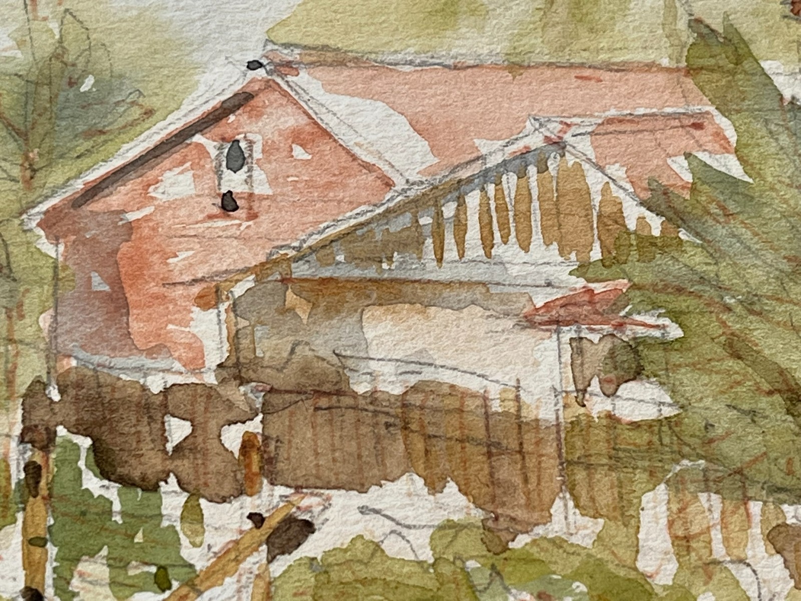 Watercolor painting OLD SURREY COTTAGE «Box Hill 2007Liep» 7.5″ X 10″