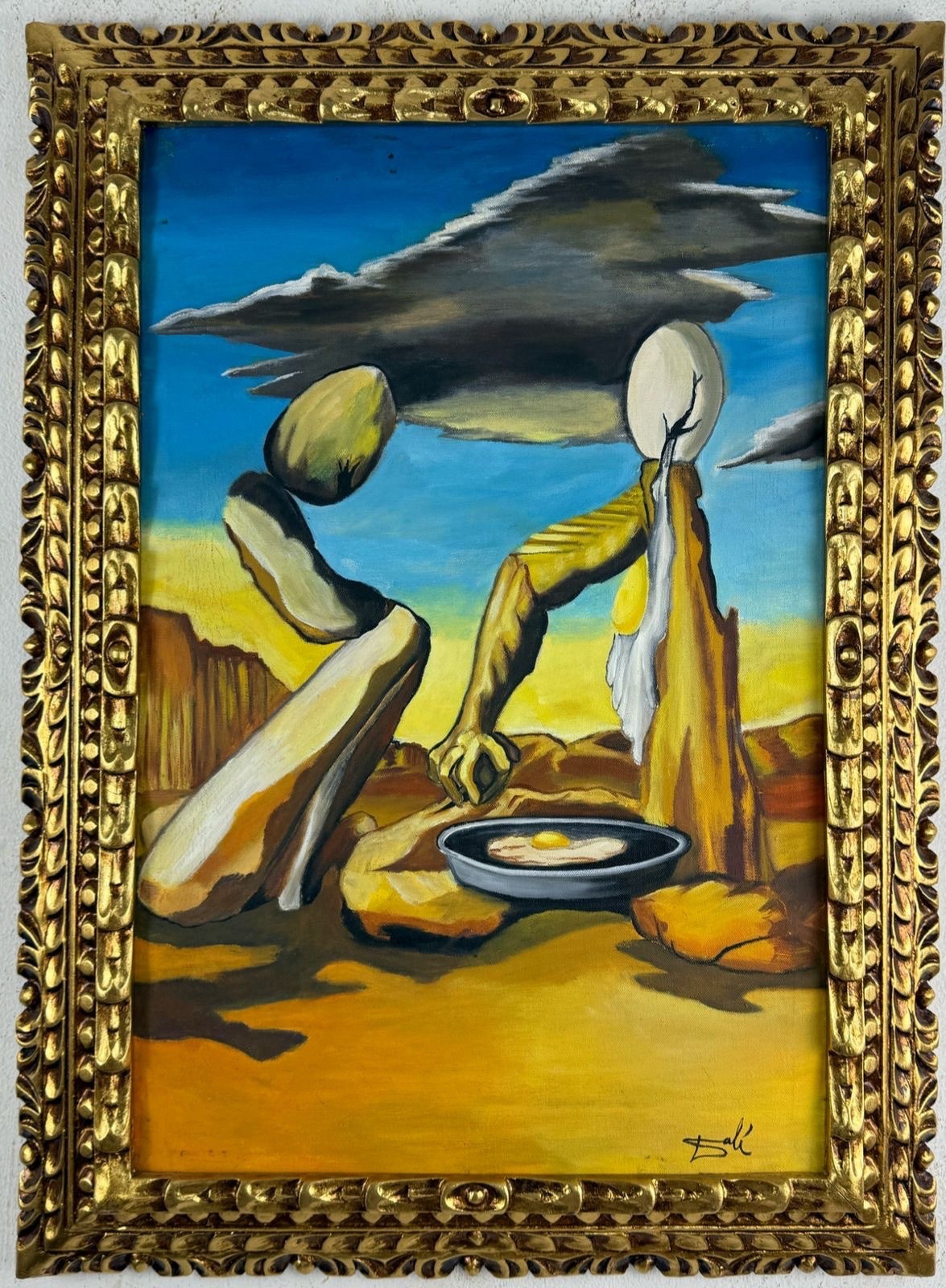 Salvador Dalí (Handmade) Oil On Canvas Painting signed and stamped