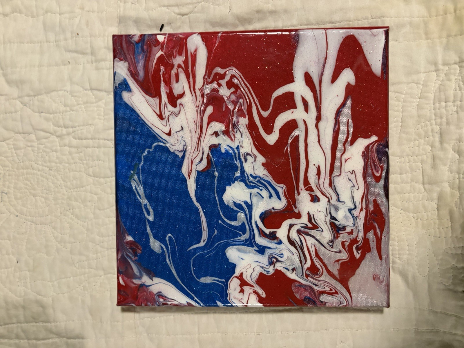 Glitter Red White And Blue Painting